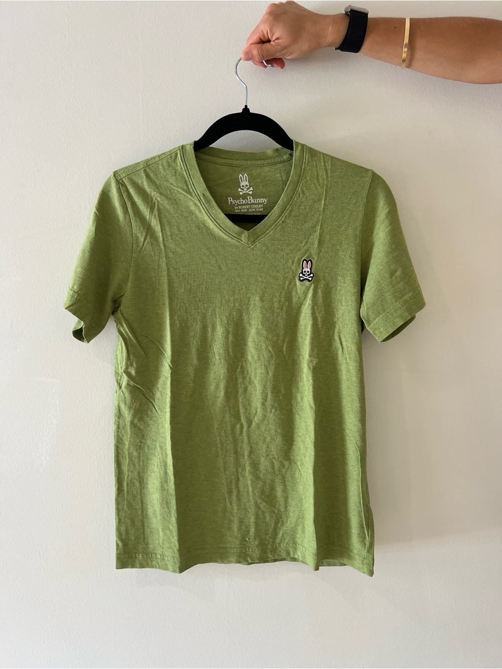 Psycho Bunny Olive Green V-Neck Short Sleeve Tee